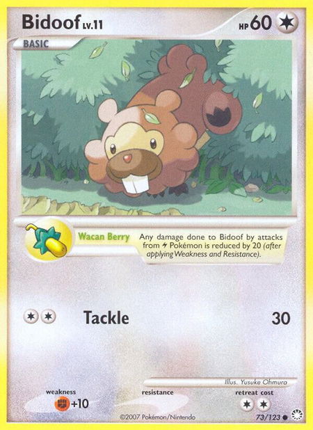 Bidoof trading card from Mysterious Treasures Bidoof - Mysterious Treasures Pokémon trading card
