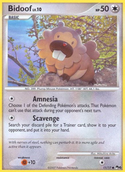Bidoof trading card from POP Series 6 Bidoof - POP Series 6 Pokémon trading card