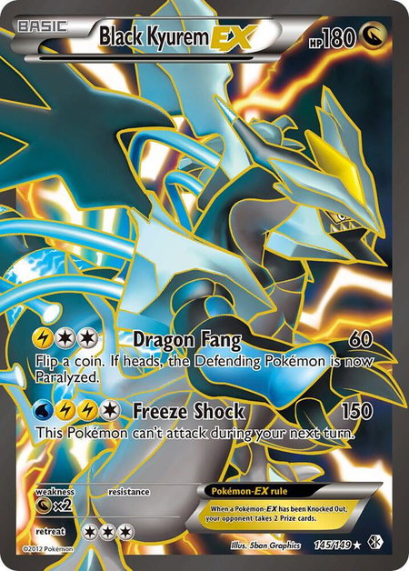 Black Kyurem EX (145 Full Art) trading card from Boundaries Crossed Black Kyurem EX (145 Full Art) - Boundaries Crossed Pokémon trading card
