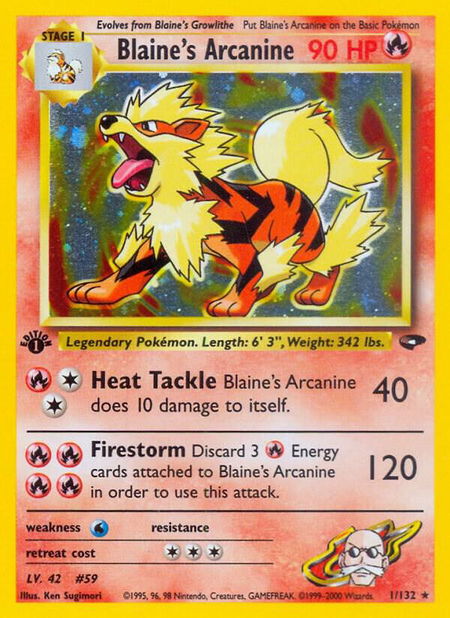 Blaine's Arcanine - Gym Challenge Pokémon trading card