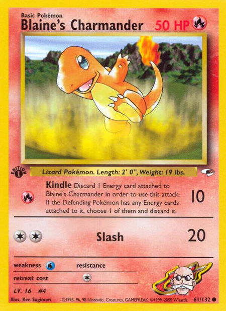 Blaine's Charmander - Gym Heroes Pokémon trading card