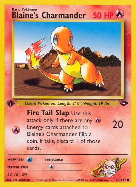 Blaine's Charmander trading card from Gym Challenge Blaine's Charmander - Gym Challenge Pokémon trading card