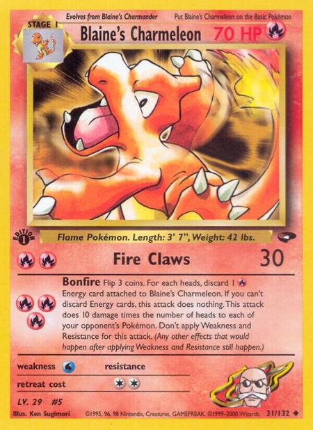 Blaine's Charmeleon - Gym Challenge Pokémon trading card