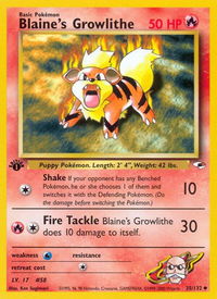 Blaine's Growlithe (35) - Gym Heroes (G1) #035/132 - Uncommon Pokémon Trading Card