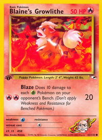 Blaine's Growlithe (62) - Gym Heroes (G1) #062/132 - Common Pokémon Trading Card