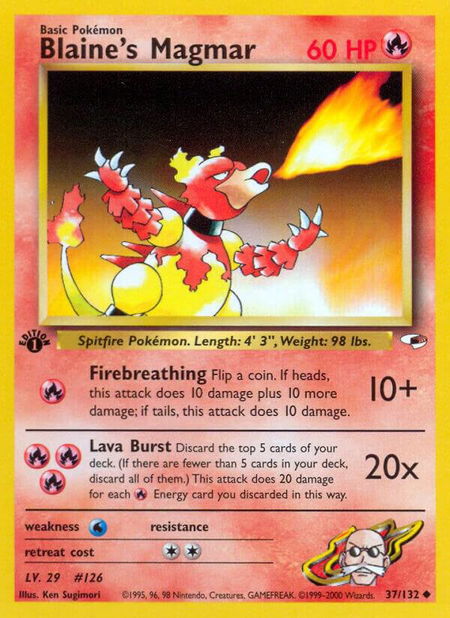 Blaine's Magmar - Gym Heroes Pokémon trading card