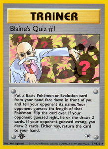 Blaine's Quiz #1 - Gym Heroes (G1) #097/132 - Rare Pokémon Trading Card