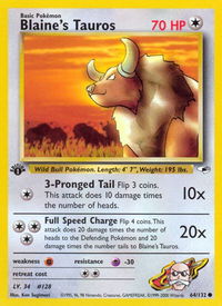 Blaine's Tauros - Gym Heroes (G1) #064/132 - Common Pokémon Trading Card