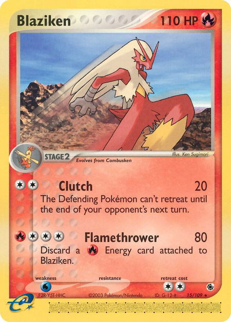 Blaziken - 15/109 - Ruby and Sapphire Pokémon trading card