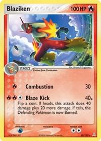 Blaziken trading card from Holon Phantoms Blaziken - Holon Phantoms Pokémon trading card