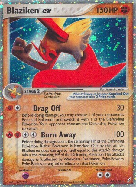 Blaziken ex trading card from Crystal Guardians Blaziken ex - Crystal Guardians Pokémon trading card