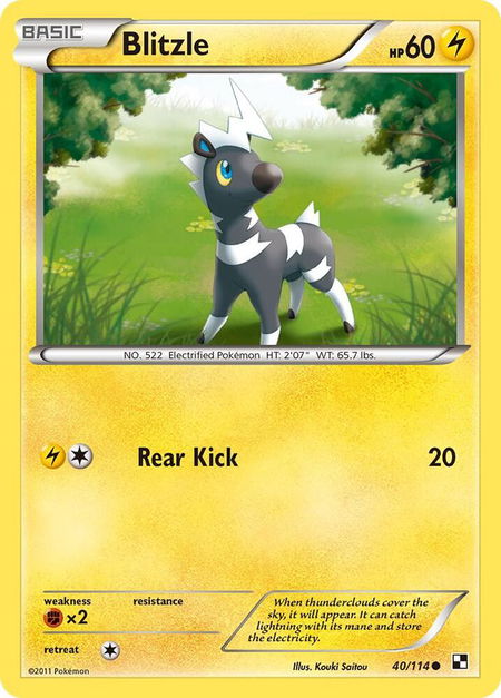 Blitzle (40) - Black and White Pokémon trading card