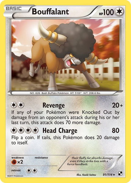 Bouffalant (91) trading card from Black and White Bouffalant (91) - Black and White Pokémon trading card