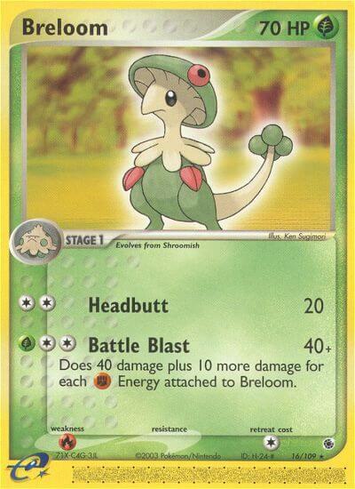 Breloom trading card from Ruby and Sapphire Breloom - Ruby and Sapphire Pokémon trading card