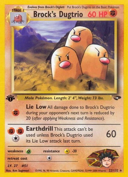 Brock's Dugtrio - Gym Challenge Pokémon trading card