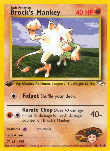 Brock's Mankey (68) trading card from Gym Heroes Brock's Mankey (68) - Gym Heroes Pokémon trading card