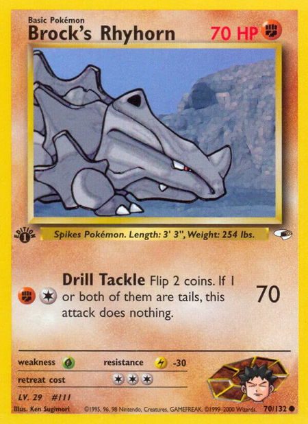 Brock's Rhyhorn (70) - Gym Heroes Pokémon trading card