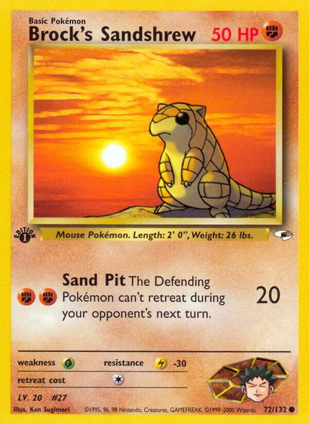 Brock's Sandshrew (72) - Gym Heroes Pokémon trading card
