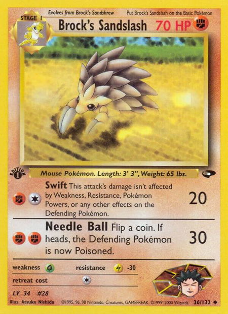 Brock's Sandslash - Gym Challenge Pokémon trading card