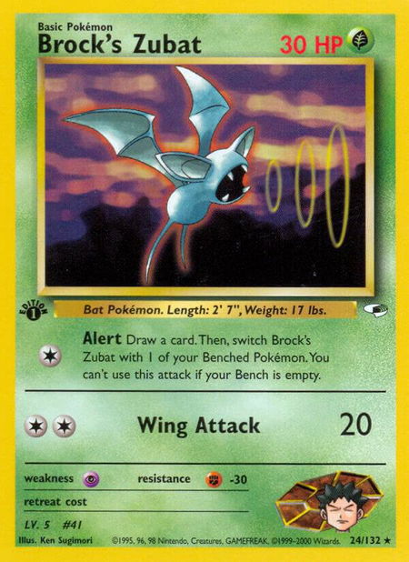Brock's Zubat (24) - Gym Heroes Pokémon trading card