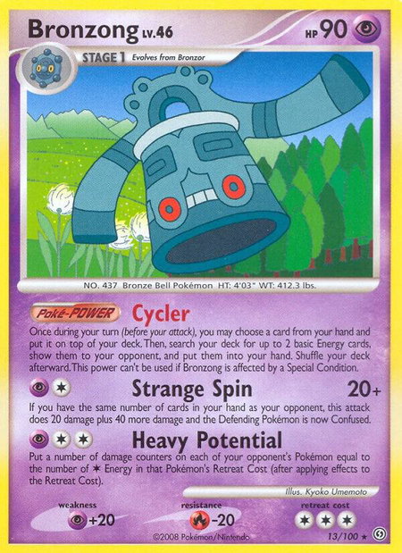Bronzong trading card from Stormfront Bronzong - Stormfront Pokémon trading card