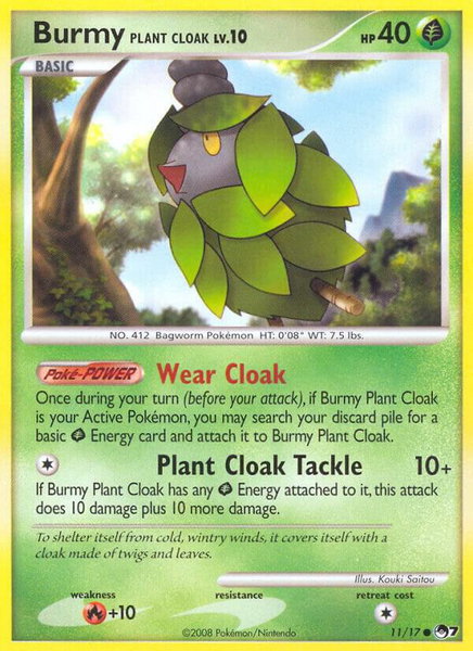 Burmy Plant Cloak trading card from POP Series 7 Burmy Plant Cloak - POP Series 7 Pokémon trading card