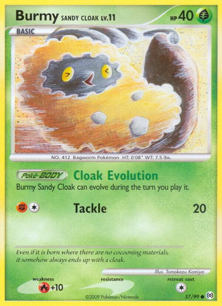 Burmy Sandy Cloak trading card from Arceus Burmy Sandy Cloak - Arceus Pokémon trading card