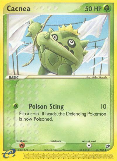 Cacnea - 58/100 trading card from Sandstorm Cacnea - 58/100 - Sandstorm Pokémon trading card