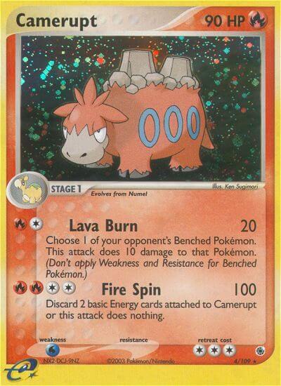 Camerupt trading card from Ruby and Sapphire Camerupt - Ruby and Sapphire Pokémon trading card