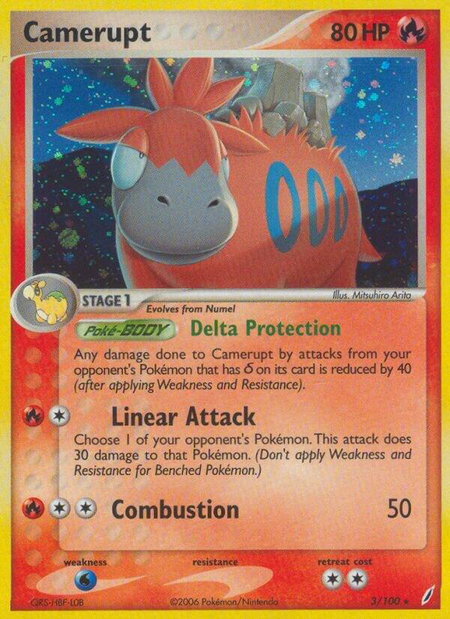 Camerupt trading card from Crystal Guardians Camerupt - Crystal Guardians Pokémon trading card