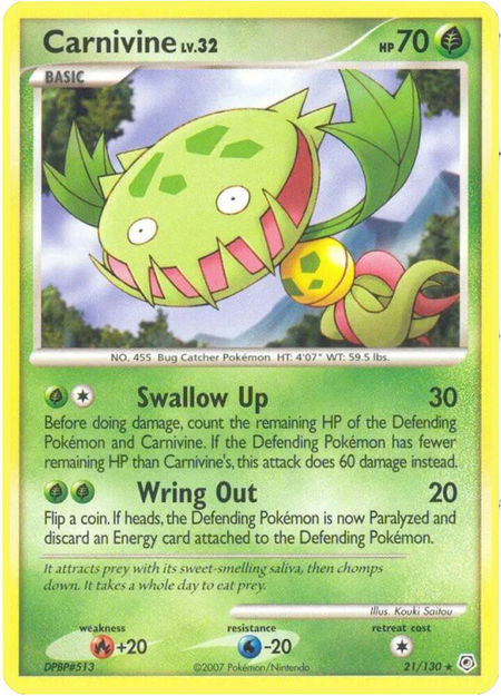Carnivine - Diamond and Pearl Pokémon trading card