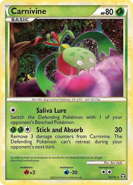 Carnivine trading card from Triumphant Carnivine - Triumphant Pokémon trading card