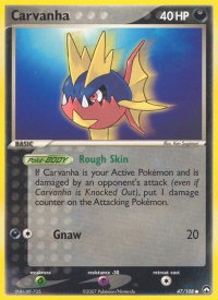 Carvanha - Power Keepers (PK) #47/108 - Common Pokémon Trading Card