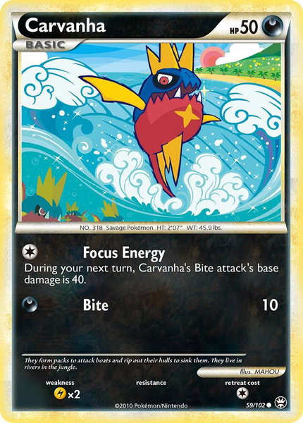 Carvanha trading card from Triumphant Carvanha - Triumphant Pokémon trading card