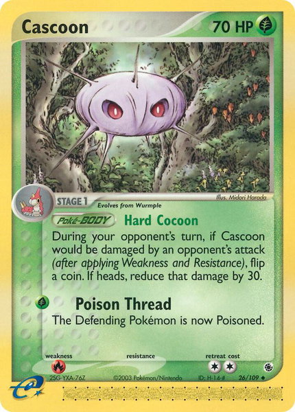 Cascoon trading card from Ruby and Sapphire Cascoon - Ruby and Sapphire Pokémon trading card