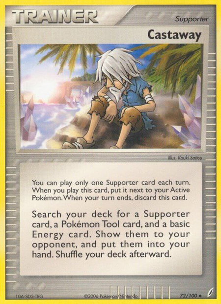 Castaway trading card from Crystal Guardians Castaway - Crystal Guardians Pokémon trading card