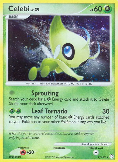 Celebi trading card from Mysterious Treasures Celebi - Mysterious Treasures Pokémon trading card