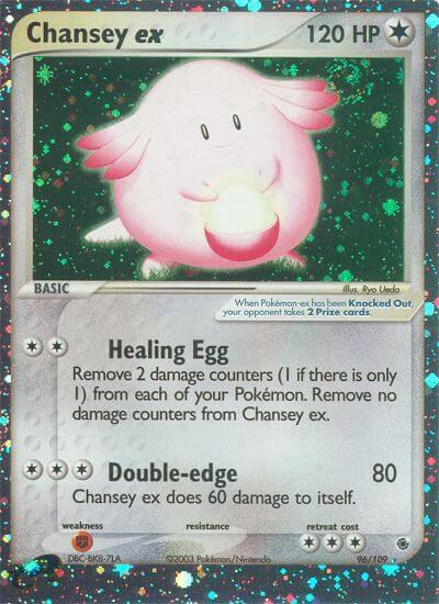 Chansey ex trading card from Ruby and Sapphire Chansey ex - Ruby and Sapphire Pokémon trading card