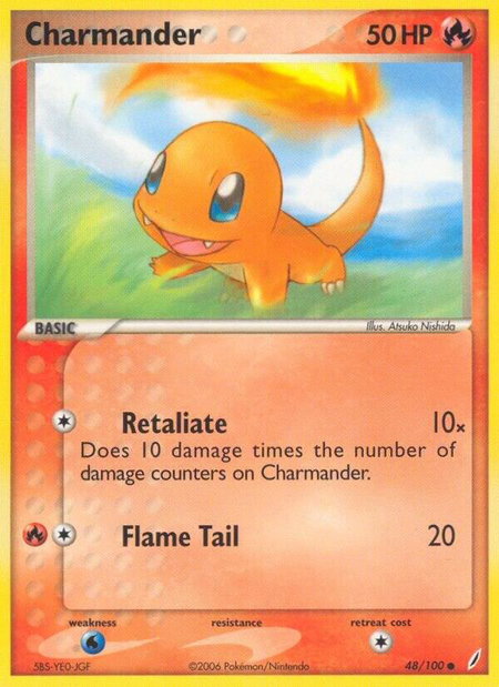 Charmander trading card from Crystal Guardians Charmander - Crystal Guardians Pokémon trading card