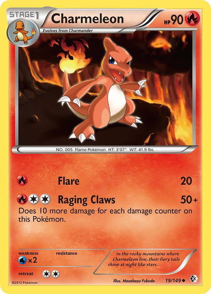Charmeleon trading card from Boundaries Crossed Charmeleon - Boundaries Crossed Pokémon trading card
