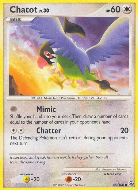 Chatot trading card from Majestic Dawn Chatot - Majestic Dawn Pokémon trading card