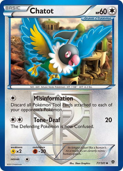 Chatot (Team Plasma) trading card from Plasma Blast Chatot (Team Plasma) - Plasma Blast Pokémon trading card