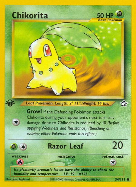 Chikorita (54) - Neo Genesis Pokémon trading card