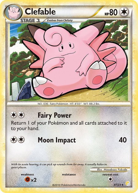 Clefable trading card from HeartGold SoulSilver Clefable - HeartGold SoulSilver Pokémon trading card