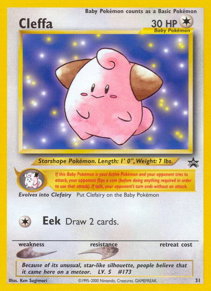 Cleffa trading card from WoTC Promo Cleffa - WoTC Promo Pokémon trading card