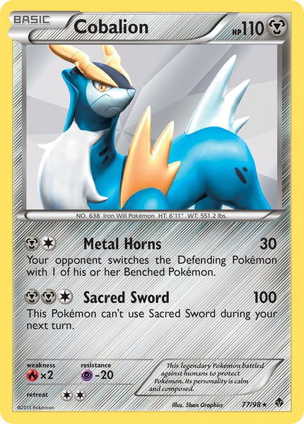 Cobalion trading card from Emerging Powers Cobalion - Emerging Powers Pokémon trading card
