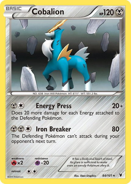 Cobalion trading card from Noble Victories Cobalion - Noble Victories Pokémon trading card