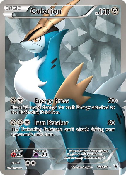 Cobalion (100 Full Art) trading card from Noble Victories Cobalion (100 Full Art) - Noble Victories Pokémon trading card