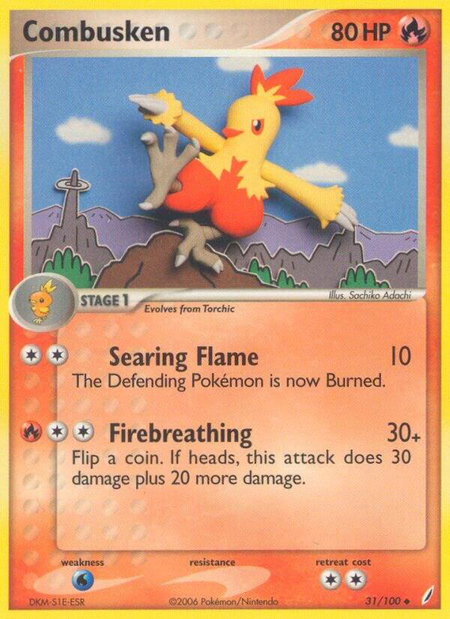 Combusken - 031/100 - Crystal Guardians Pokémon trading card