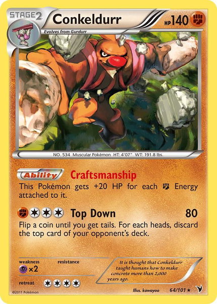 Conkeldurr (64) trading card from Noble Victories Conkeldurr (64) - Noble Victories Pokémon trading card